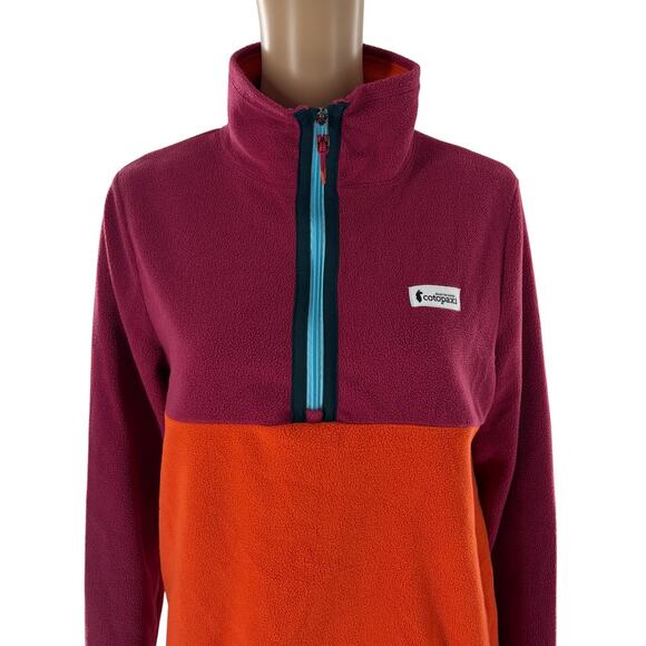 Cotopaxi Raspberry Pink Canyon Orange Amado Quarter Zip Fleece Pullover - Picture 6 of 12